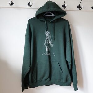 Green Graphic Hoodie with Horse and Rider Design Leave her wild